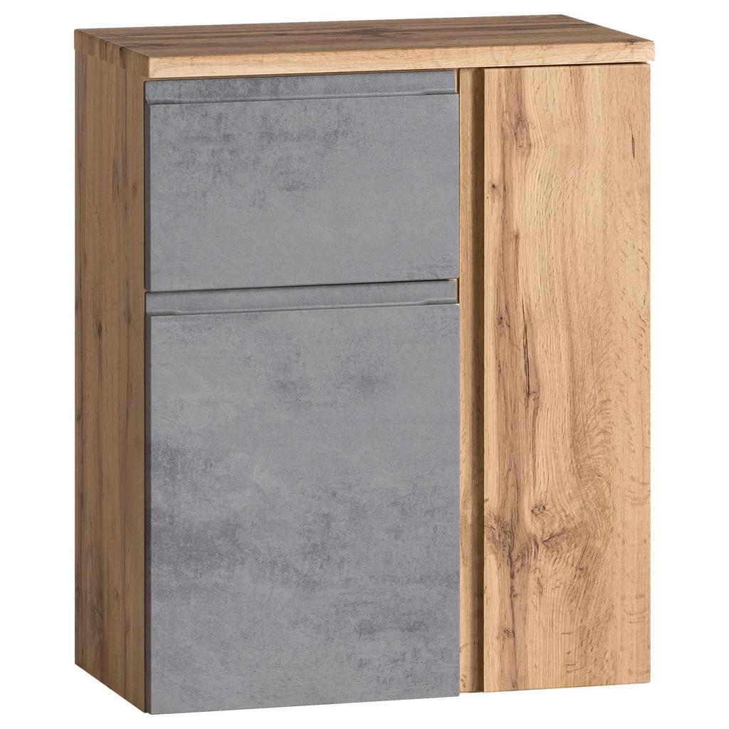 Badezimmer Unterschrank Varese BxH 65x79 cm Grau/ Eiche Dekor