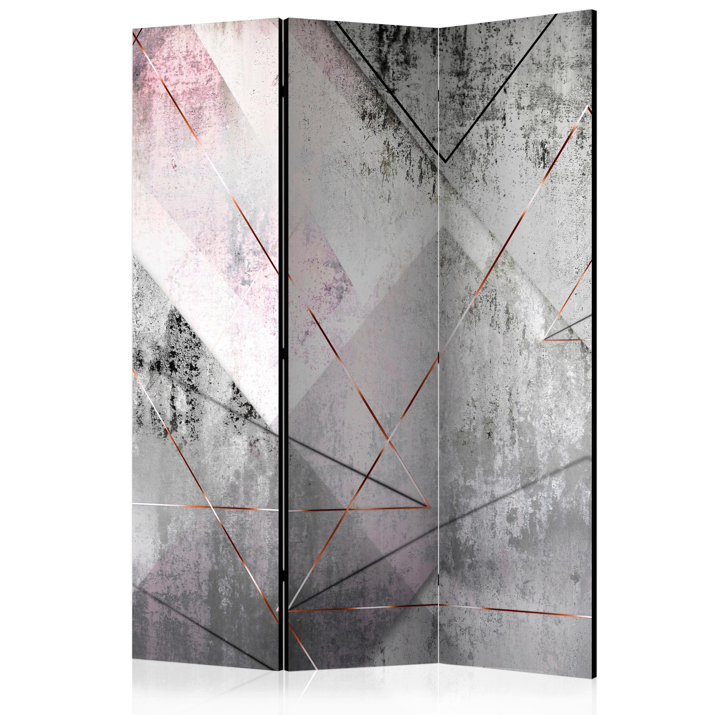 Paravent Grau Hellrosa B: 135 cm - Hellrosa/Grau, Basics, Holz/Textil (135/172/3cm) - artgeist