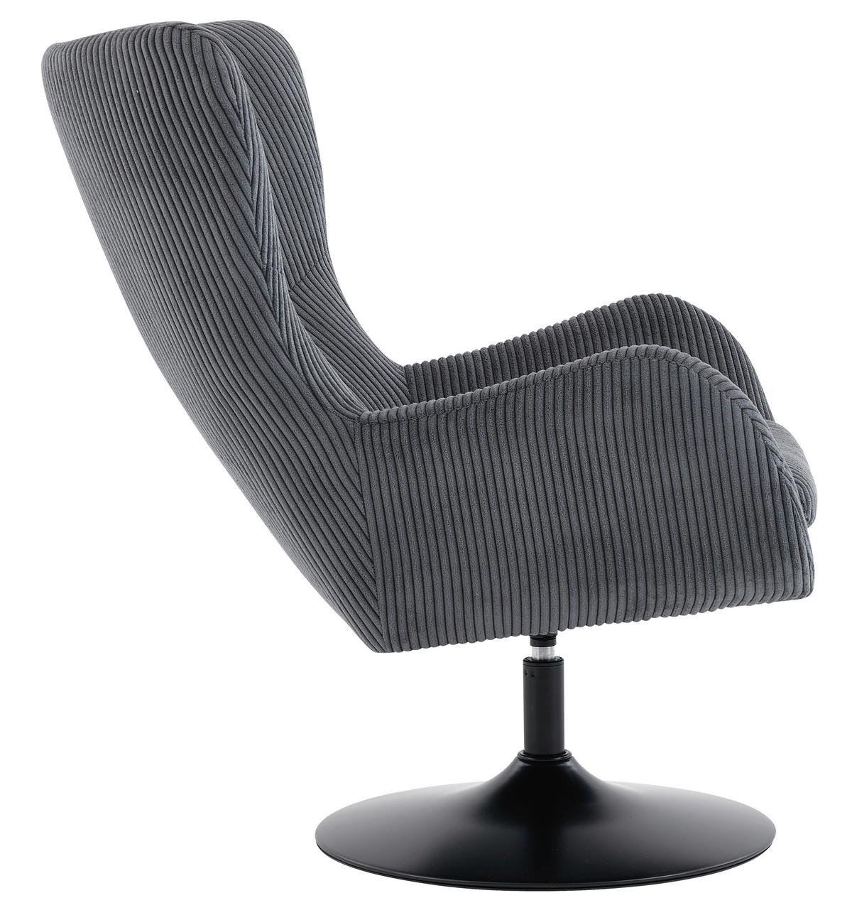 Otočné křeslo SHIBA, tmavě šedý manšestr - šedá/černá, Moderní, kov/textil (76/99/87cm) - Mömax