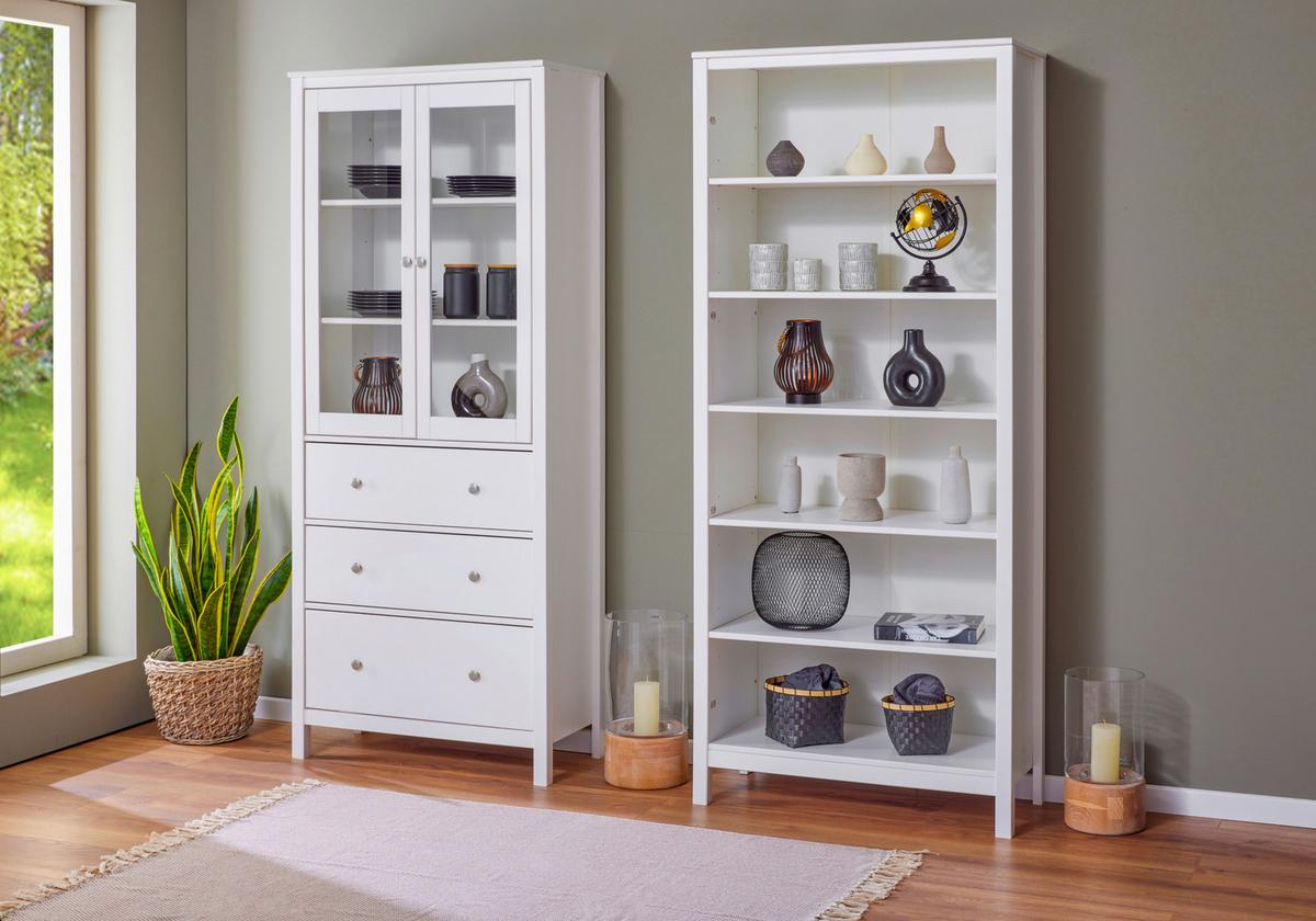 Vitrine Chilly Home - Weiß, Design, Glas/Holz (82/197/40cm) - Livetastic