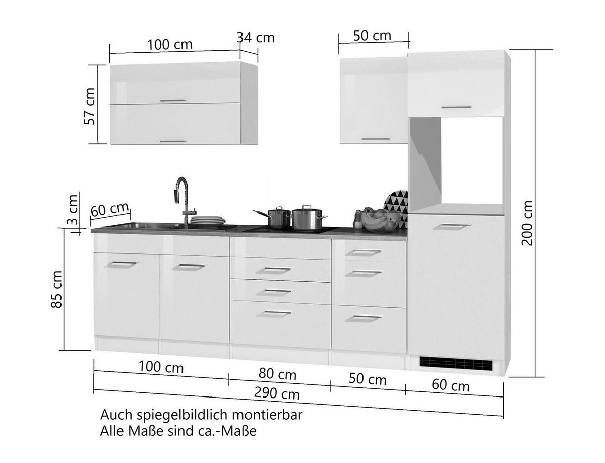 Küchenleerblock Mailand Graphitfarben B: 290cm - Graphitfarben/Sonoma Eiche, MODERN, Holzwerkstoff (290cm) - Held