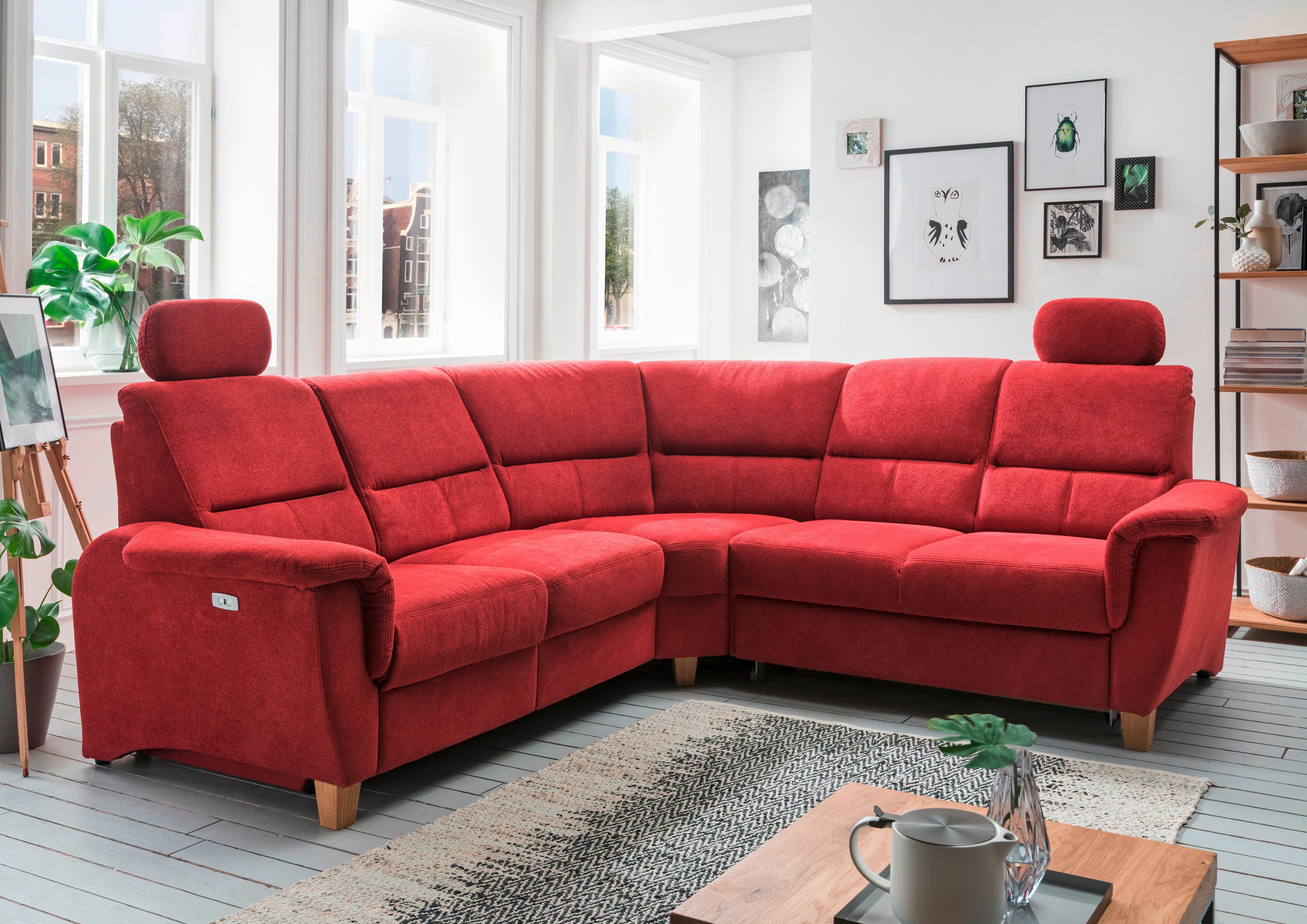Ecksofa Parole Rot S: 241/238 cm - Wildeiche/Rot, KONVENTIONELL, Textil (241/238cm) - Livetastic