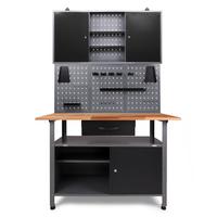 Werkbank-Set Klaus Echtholz/Stahl B: 120 cm - Anthrazit/Grau, Basics, Holz/Metall (120/205/60cm)