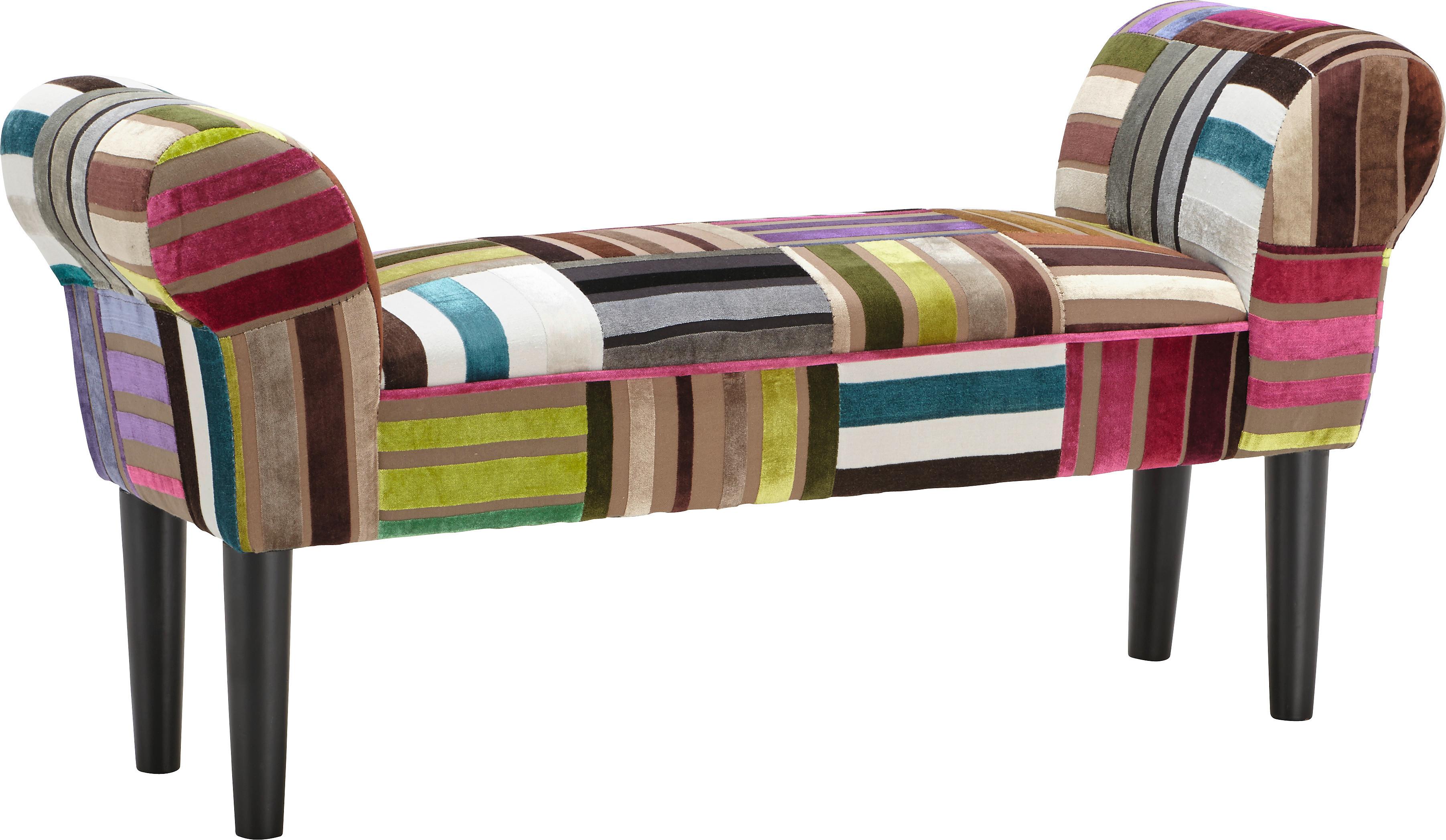 Šatní Lavice Velvet - černá/vícebarevná, Lifestyle, dřevo/textil (100/50/32cm)