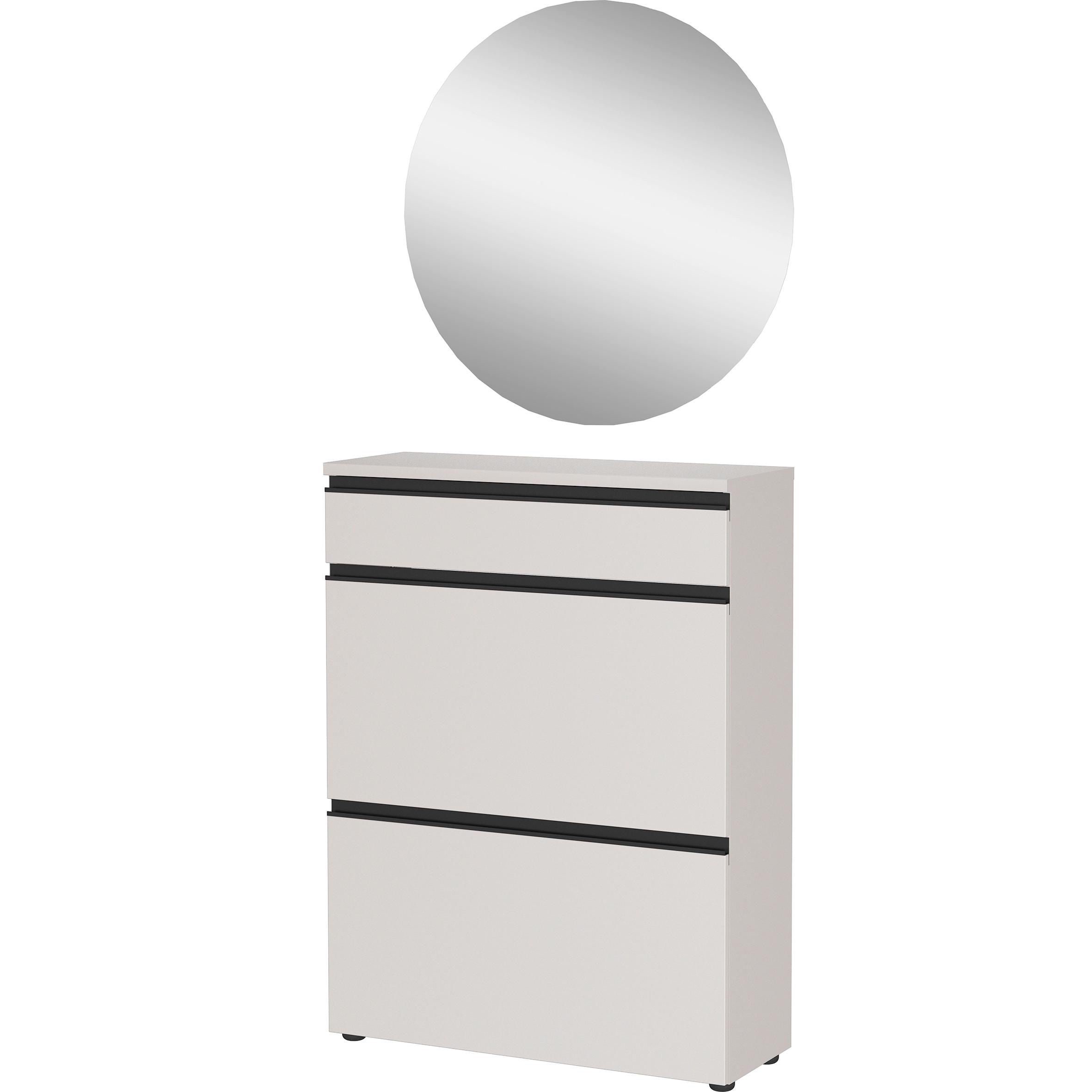 Garderobe Gw-Baldone 2-Teilig Beige B: 80 cm - Beige, Design, Glas/Holzwerkstoff (80/200/29cm) - MID.YOU