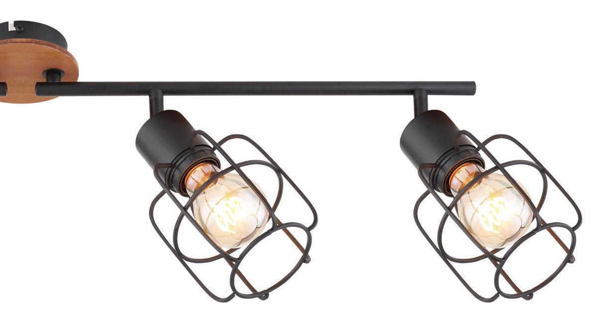 Strahler Willa 4-Flammig verstellbar L: 80 cm - Schwarz/Braun, Basics, Holz/Metall (80/11/24cm) - Globo