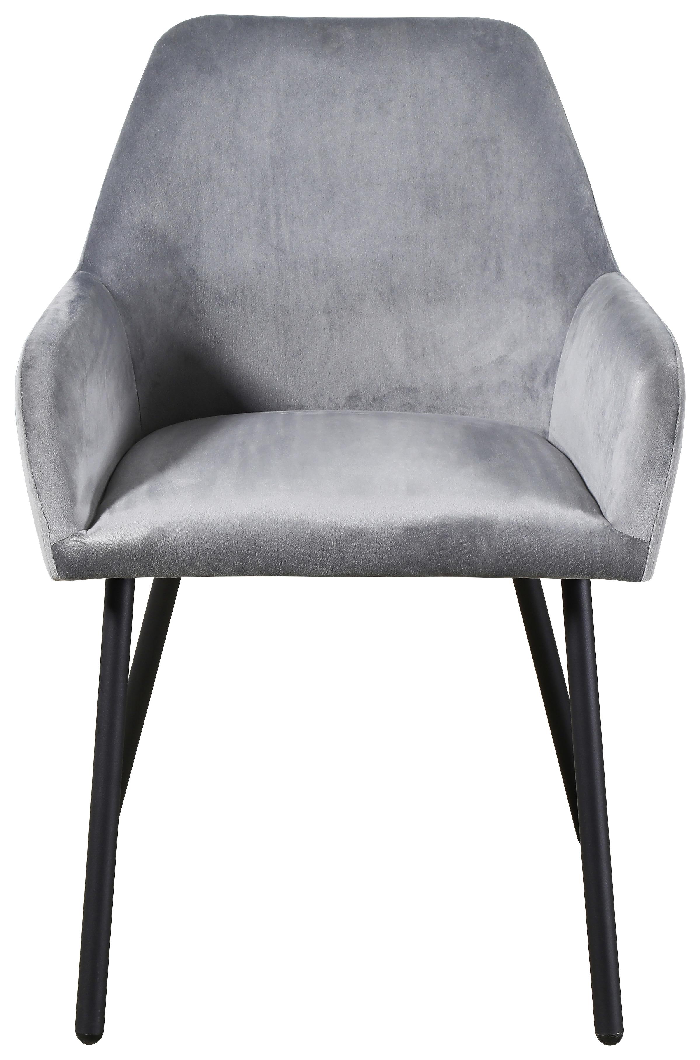 Čtyřnohá Židle Sina - šedá/černá, Konvenční, kov/dřevo (61/81/57cm)
