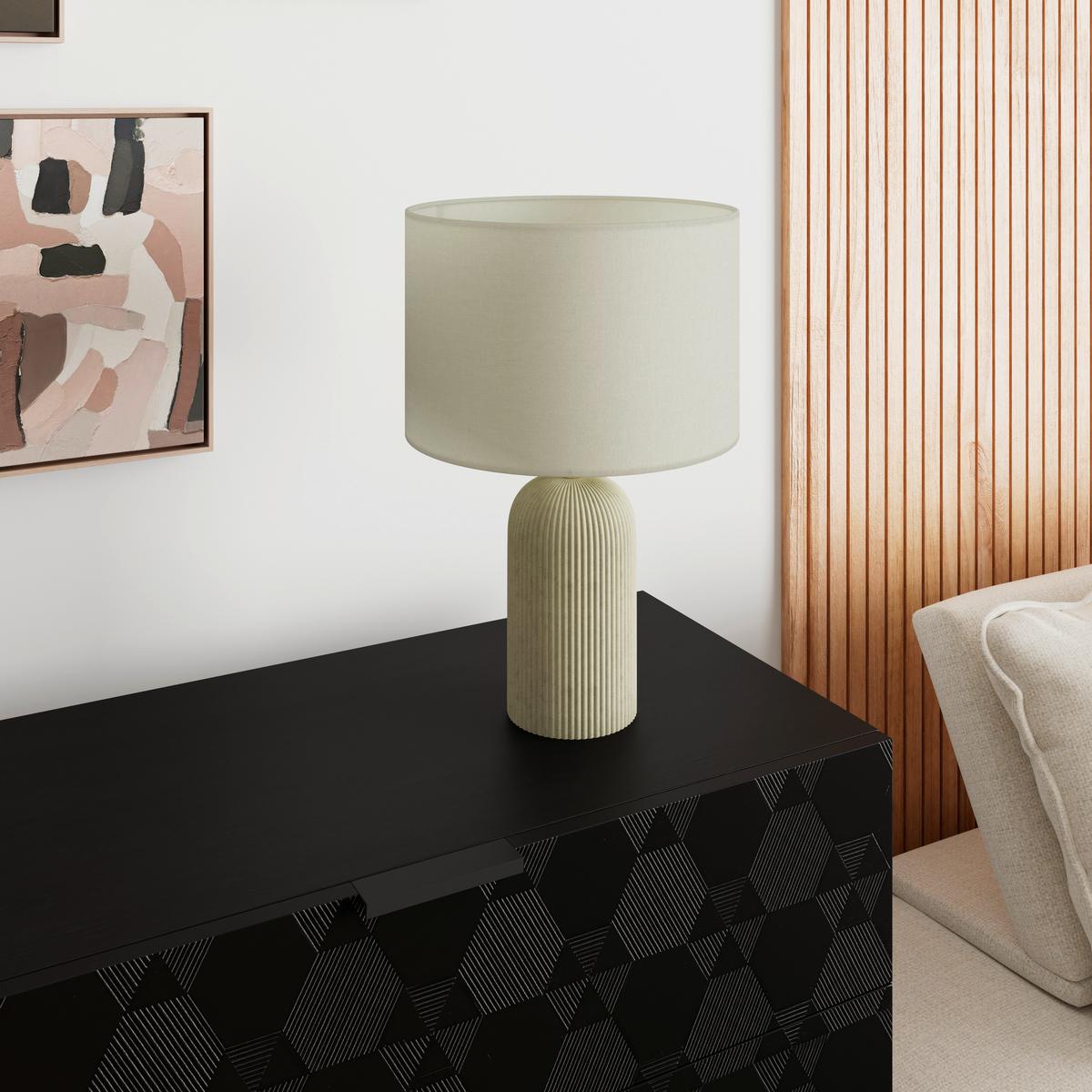 Tischleuchte Lucina Beige/Creme max. 40 Watt - krémová/béžová, Modern, kov/textil (30/46cm) - Bessagi Home