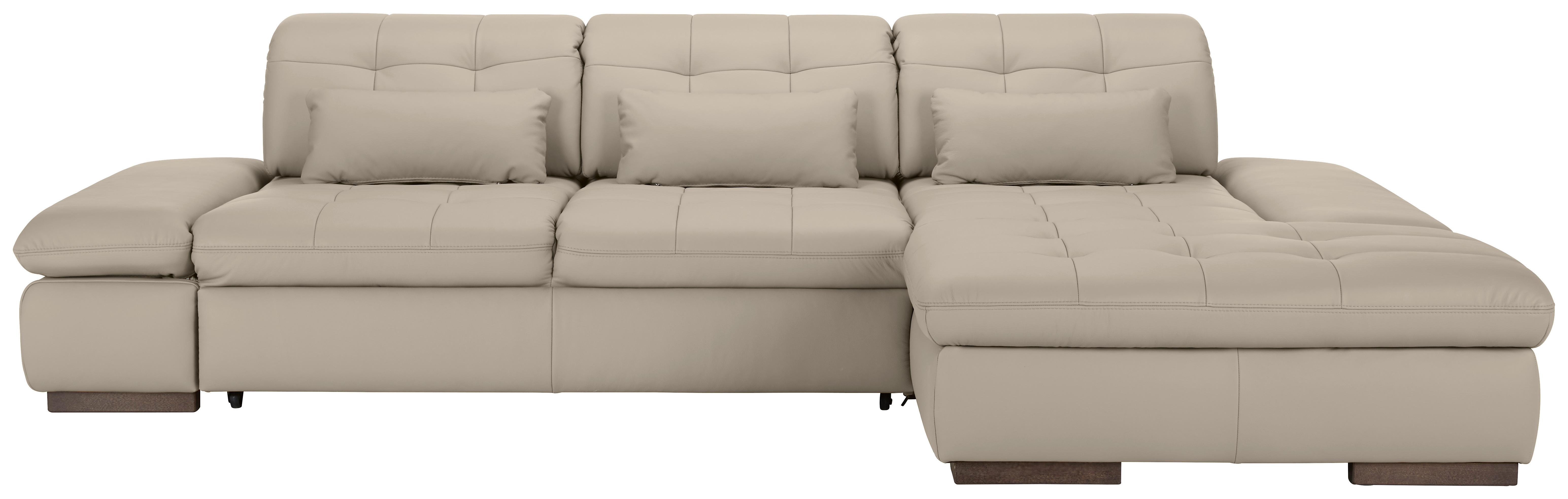 Rohová sedačka SANFINO, pravá, svetlosivá pravá koža - svetlosivá/chrómová, Konventionell, kov/koža (305/79-96/199cm) - Premium Living