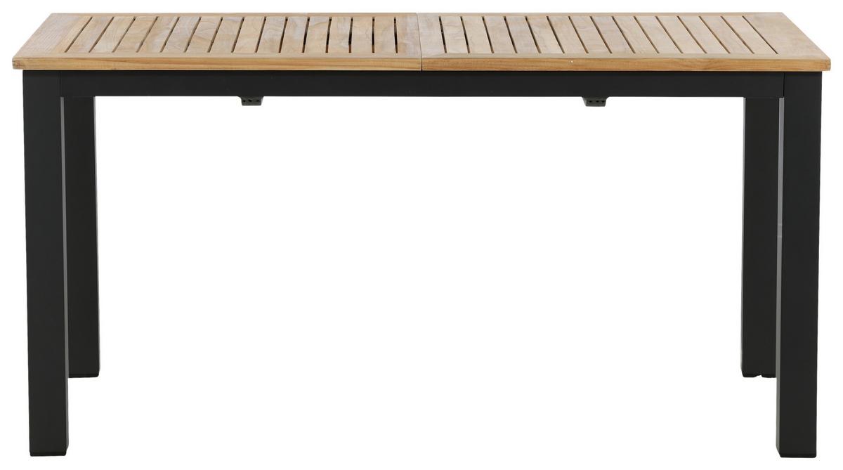 Gartentisch Panama Teakholz/Metall L 210 cm - Schwarz/Teakfarben, KONVENTIONELL, Holz/Metall (210/90/75cm) - Gardenson
