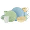 Kombiservice Confetti Bunt Hell-/blau/grün/gelb 16--Teilig - Hellgelb/Hellgrün, Basics, Keramik - Creatable