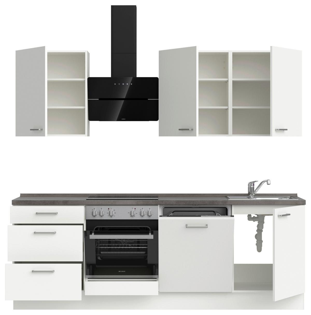 KÜCHENLEERBLOCK TOUCH HIGH - LINE, H9 LINKS - Weiß/Grau, MODERN, Holzwerkstoff (240cm) - Nobilia