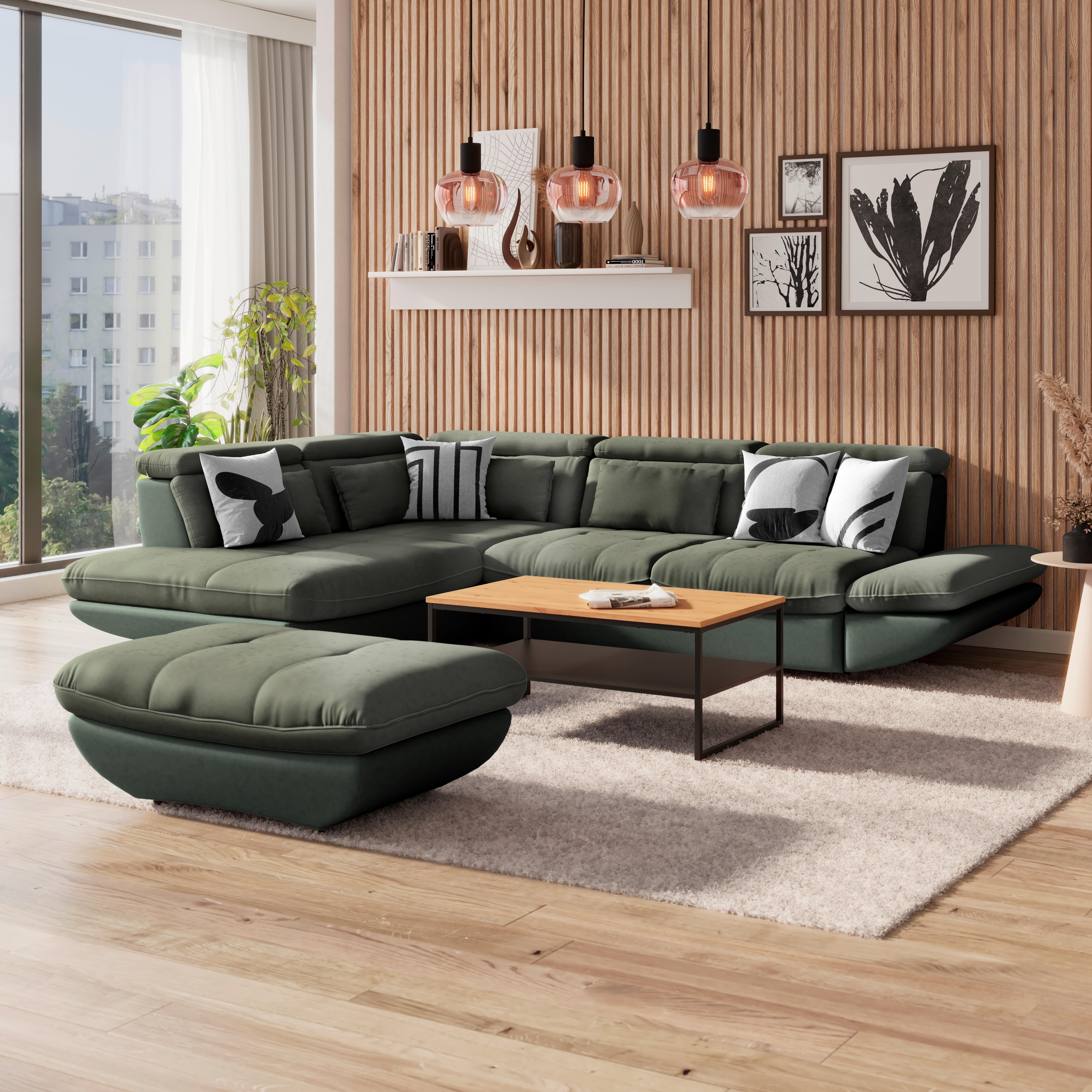 SEDACÍ SOUPRAVA PARK - černá/světle zelená, Moderní, textil/plast (311/233cm) - Luca Bessoni