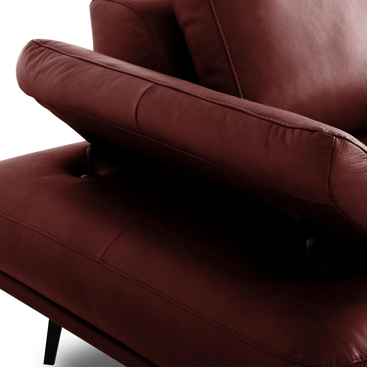 Ecksofa Como Echtleder Rot 306x237 - Rot/Schwarz, Design, Leder (306/237cm) - Livetastic