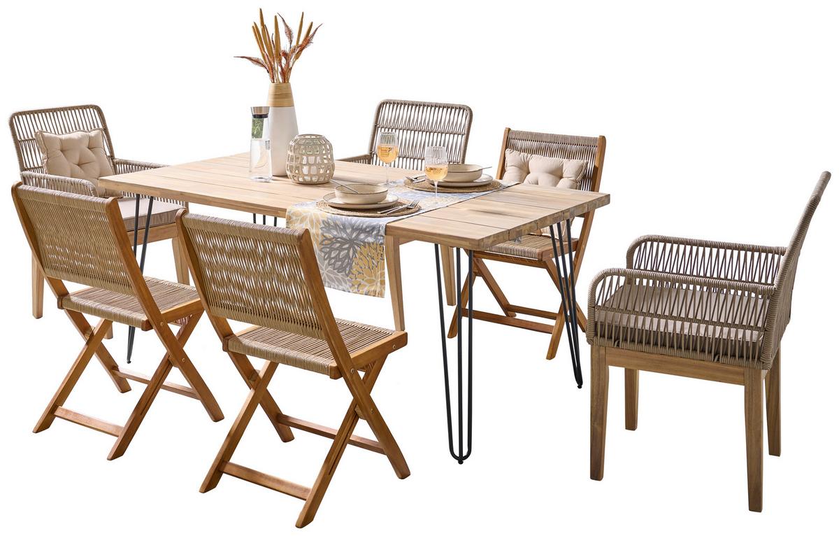 Gartenstuhl Klappbar Bergen Aus Akazienholz - Hellgrau/Akaziefarben, MODERN, Holz/Kunststoff (50/87/58cm) - Beldano