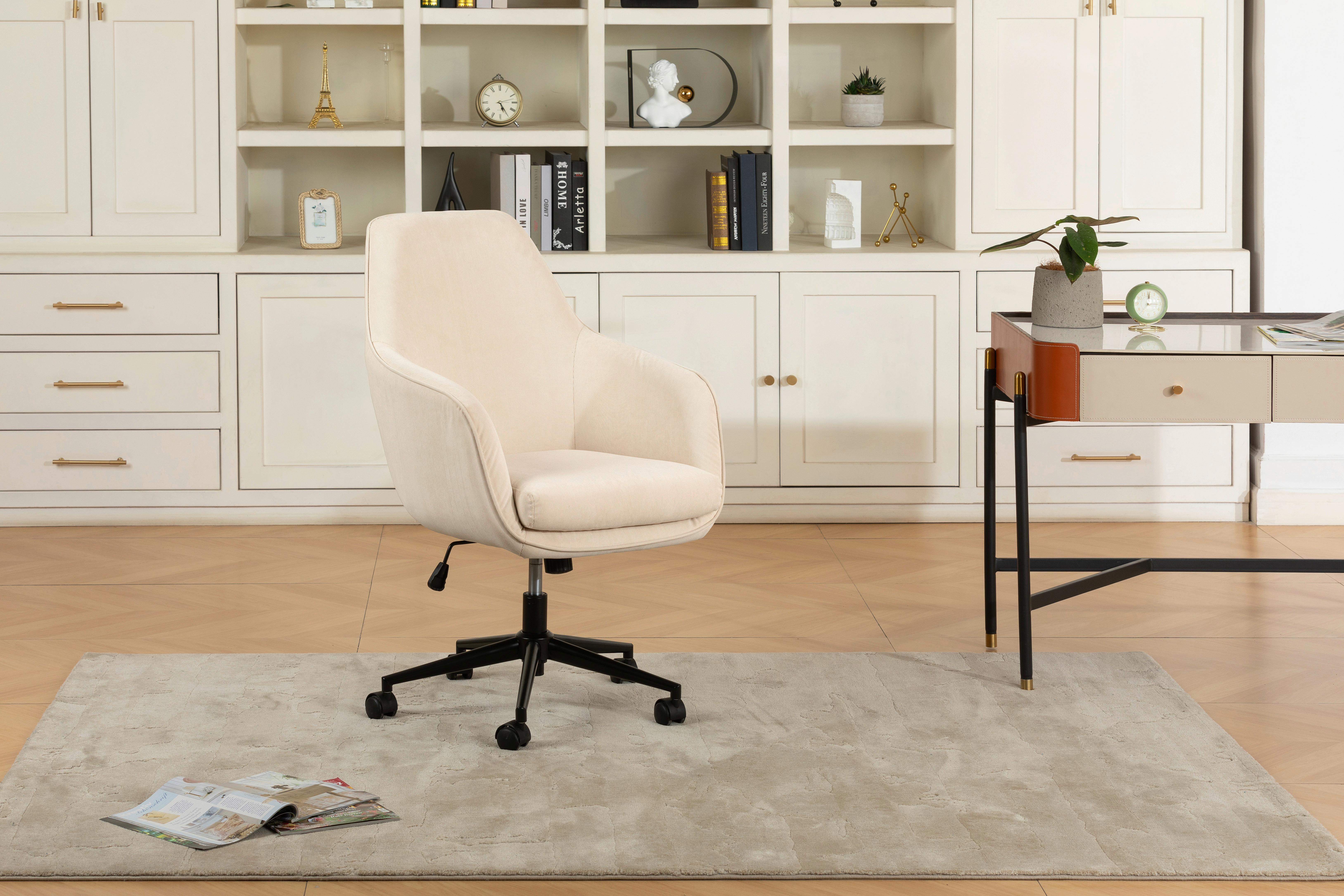 Drehstuhl Columbus - Beige/Schwarz, LIFESTYLE, Kunststoff/Textil (63/93-98/71cm) - Livetastic
