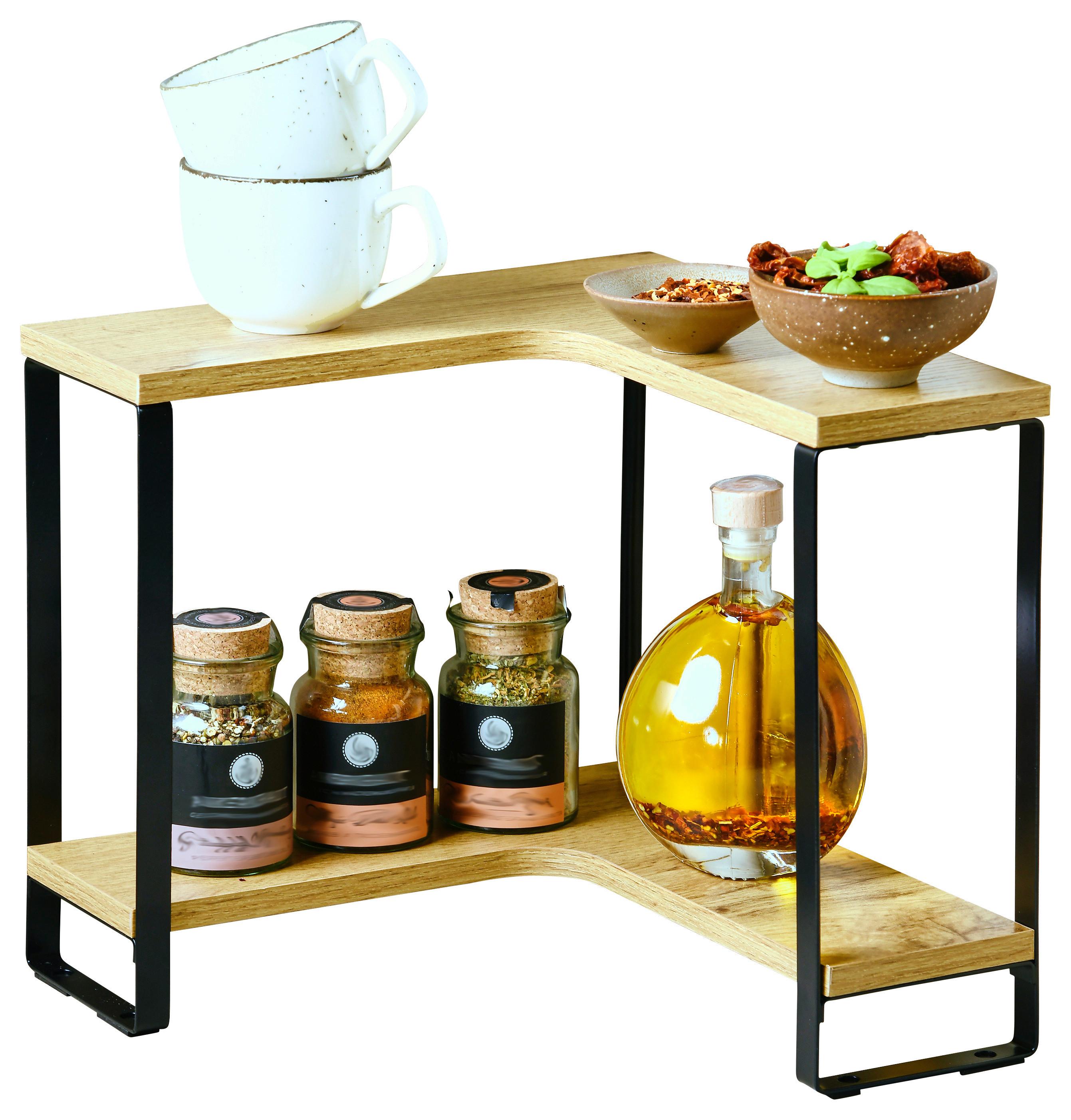 Eckregal Eck Küchenregal - Eichefarben/Schwarz, KONVENTIONELL, Holzwerkstoff (30/30cm) - Kesper