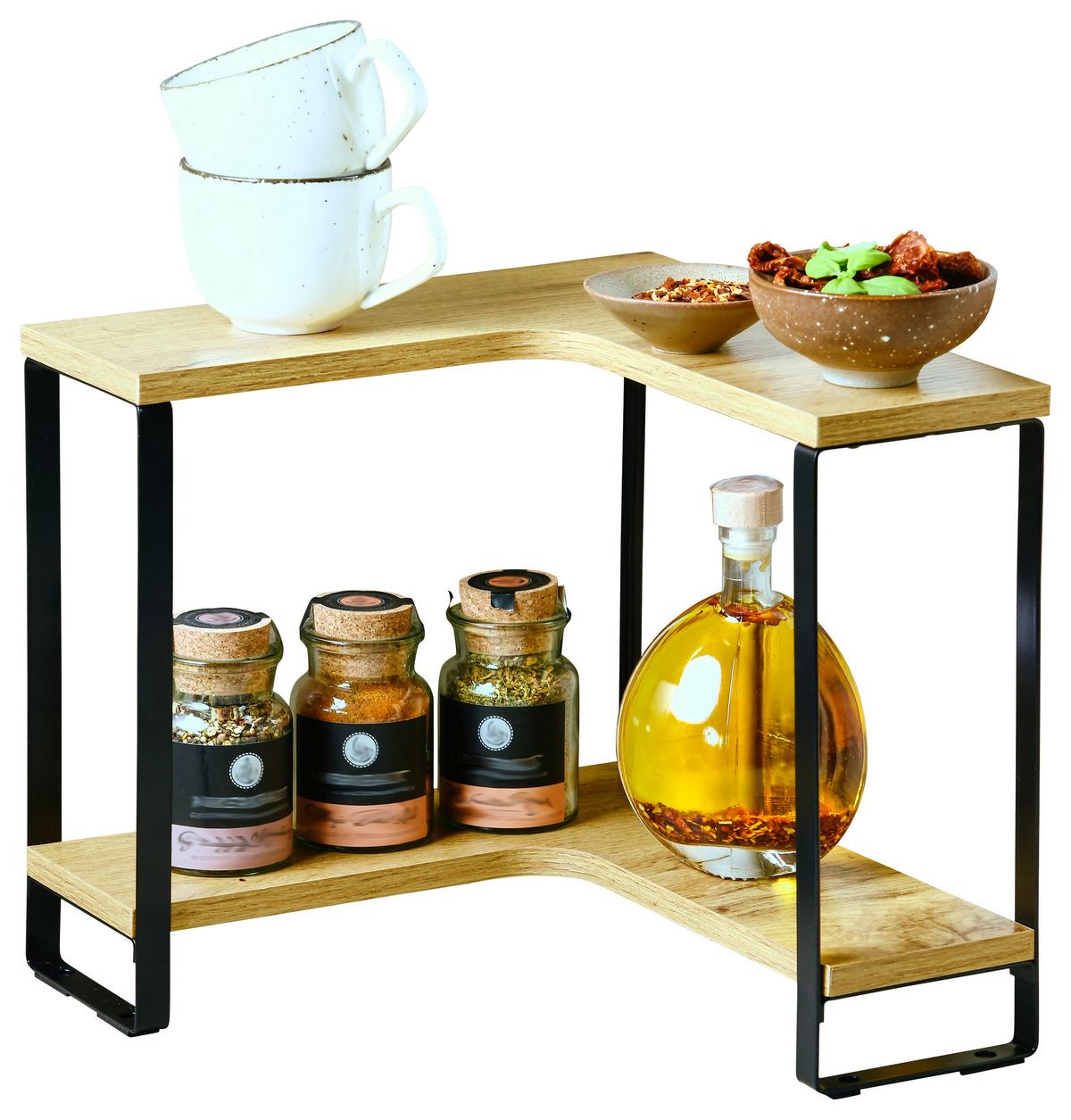Eckregal Eck Küchenregal - Eichefarben/Schwarz, KONVENTIONELL, Holzwerkstoff (30/30cm) - Kesper