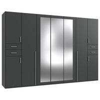 Drehtürenschrank Mit Spiegel mit Laden B: 313cm Vegas, Graphit - Graphitfarben, Basics, Holzwerkstoff (313/208/58cm) - MID.YOU