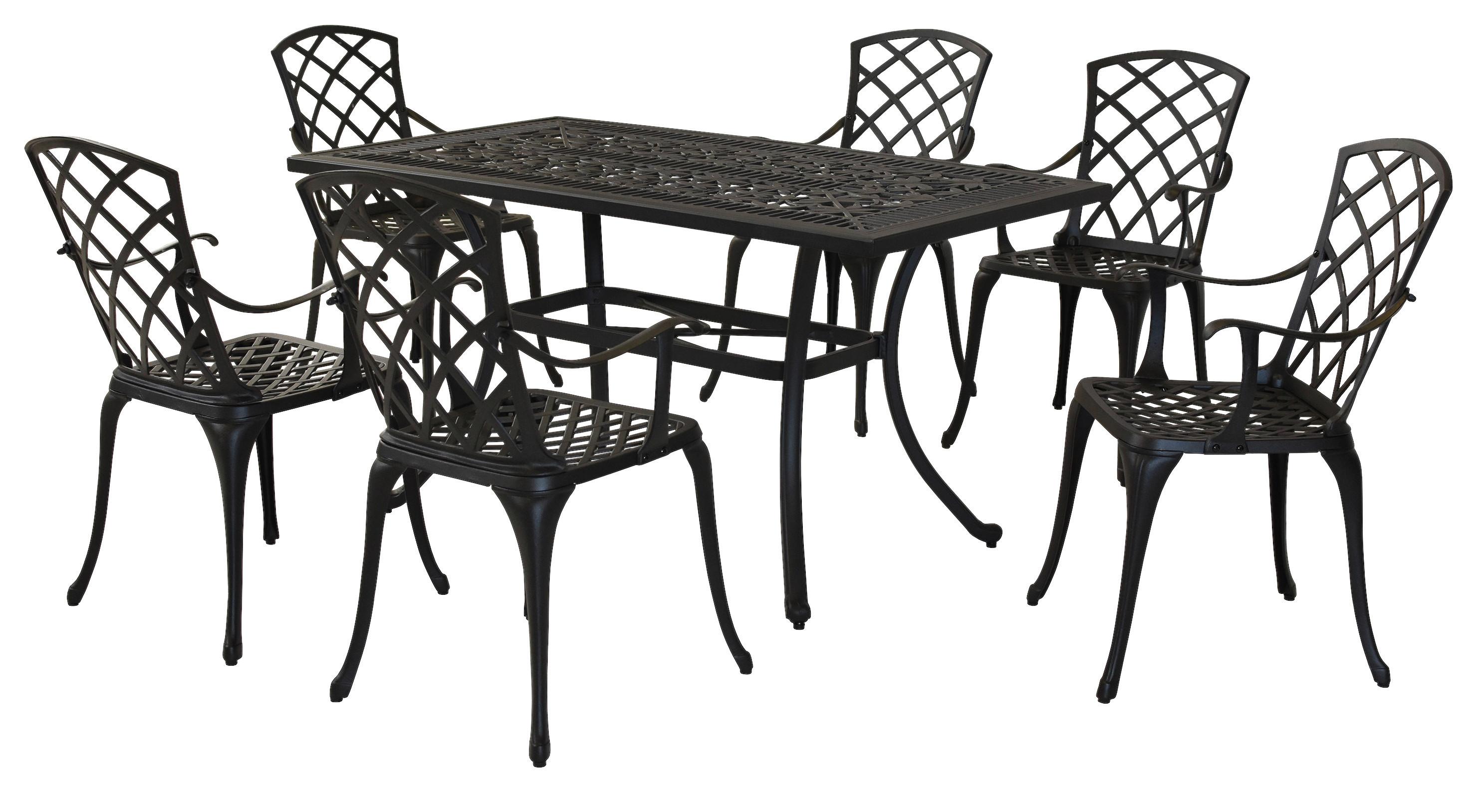 GARTENTISCHGRUPPE RHODOS - Graphitfarben/Grau, MODERN, Textil/Metall - Gardenson