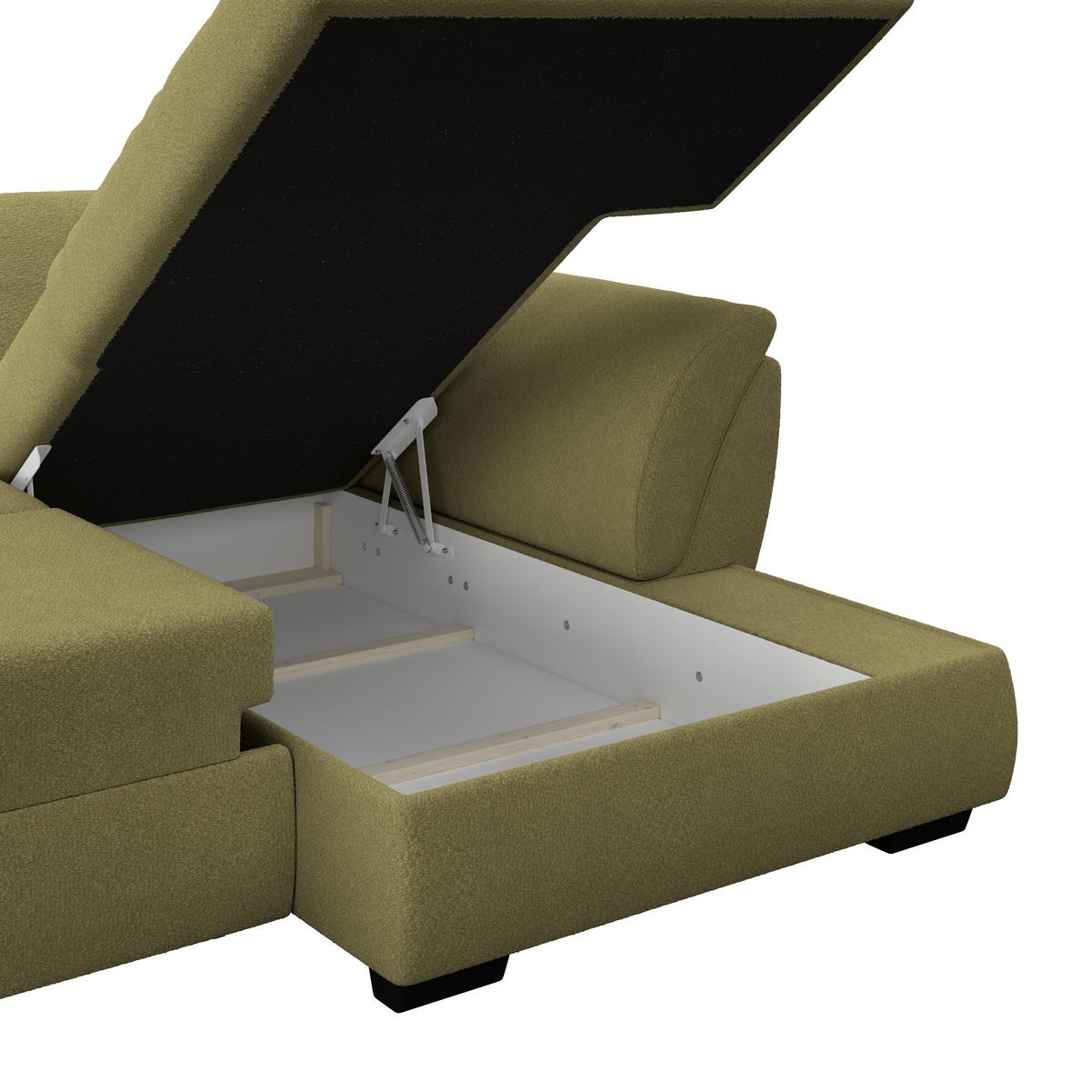 Rohová sedačka BERISSO, pravá, zelená - čierna/zelená, Konventionell, textil (278/187cm) - Ondega