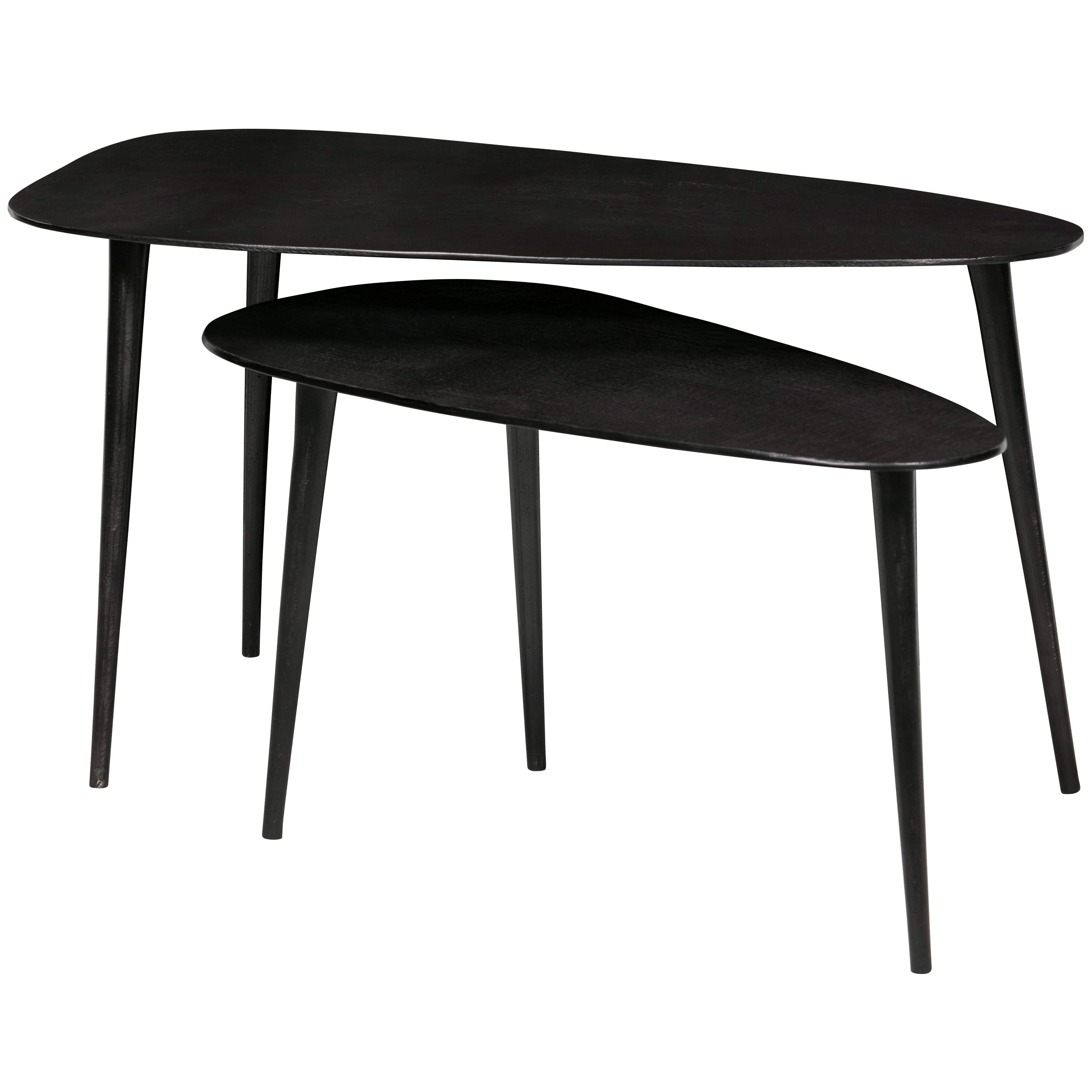 Beistelltischset Triangle Schwarz 2-teilig - Schwarz, Design, Metall - Livetastic