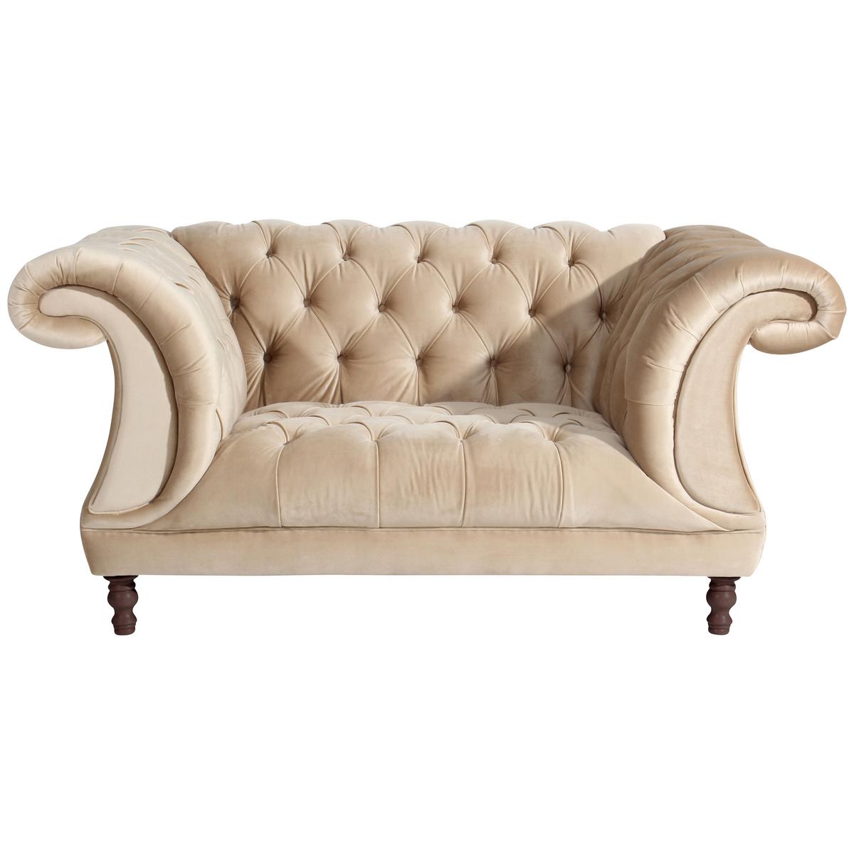 CHESTERFIELD-SESSEL IVETTE - Sandfarben/Nussbaumfarben, Design, Textil (167/80/100cm) - Max Winzer