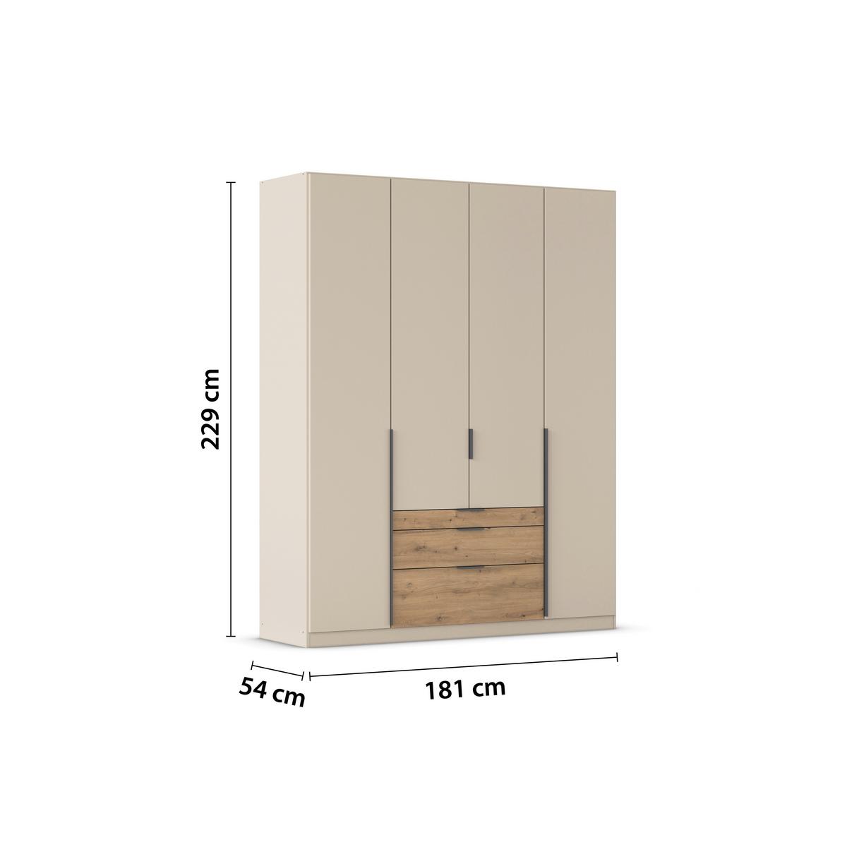 Drehtürenschrank Alabama-Super Champagner Dekor, B: 181 cm - Champagner/Eichefarben, Trend, Holzwerkstoff (181/229/54cm)