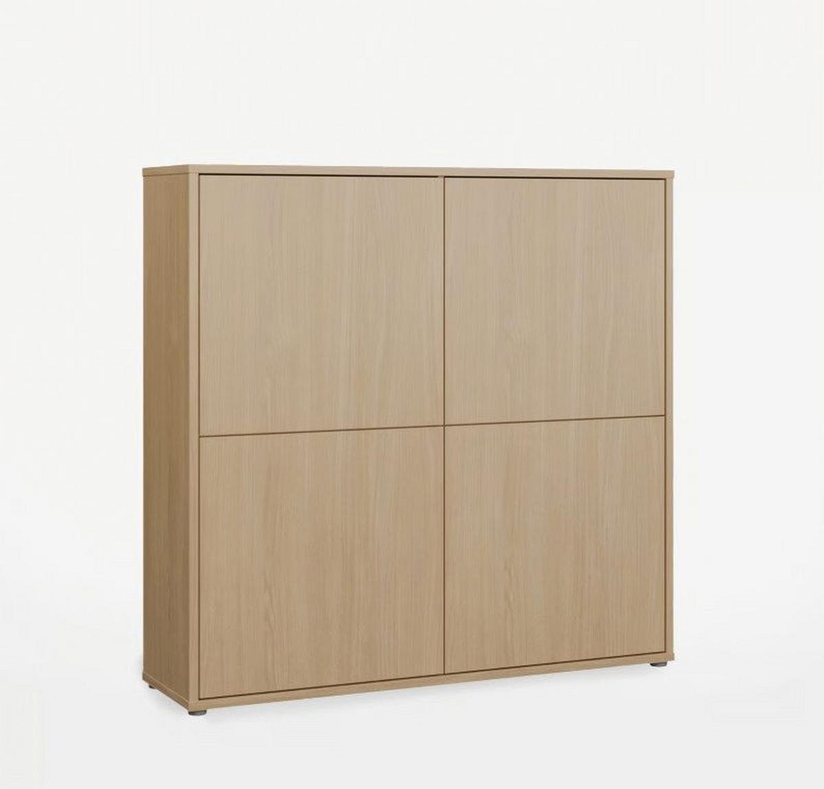 Vysoká komoda dekor dub Elegancia - barvy dubu/béžová hnědá, Moderní, kompozitní dřevo (124,5/121,5/34,9cm)