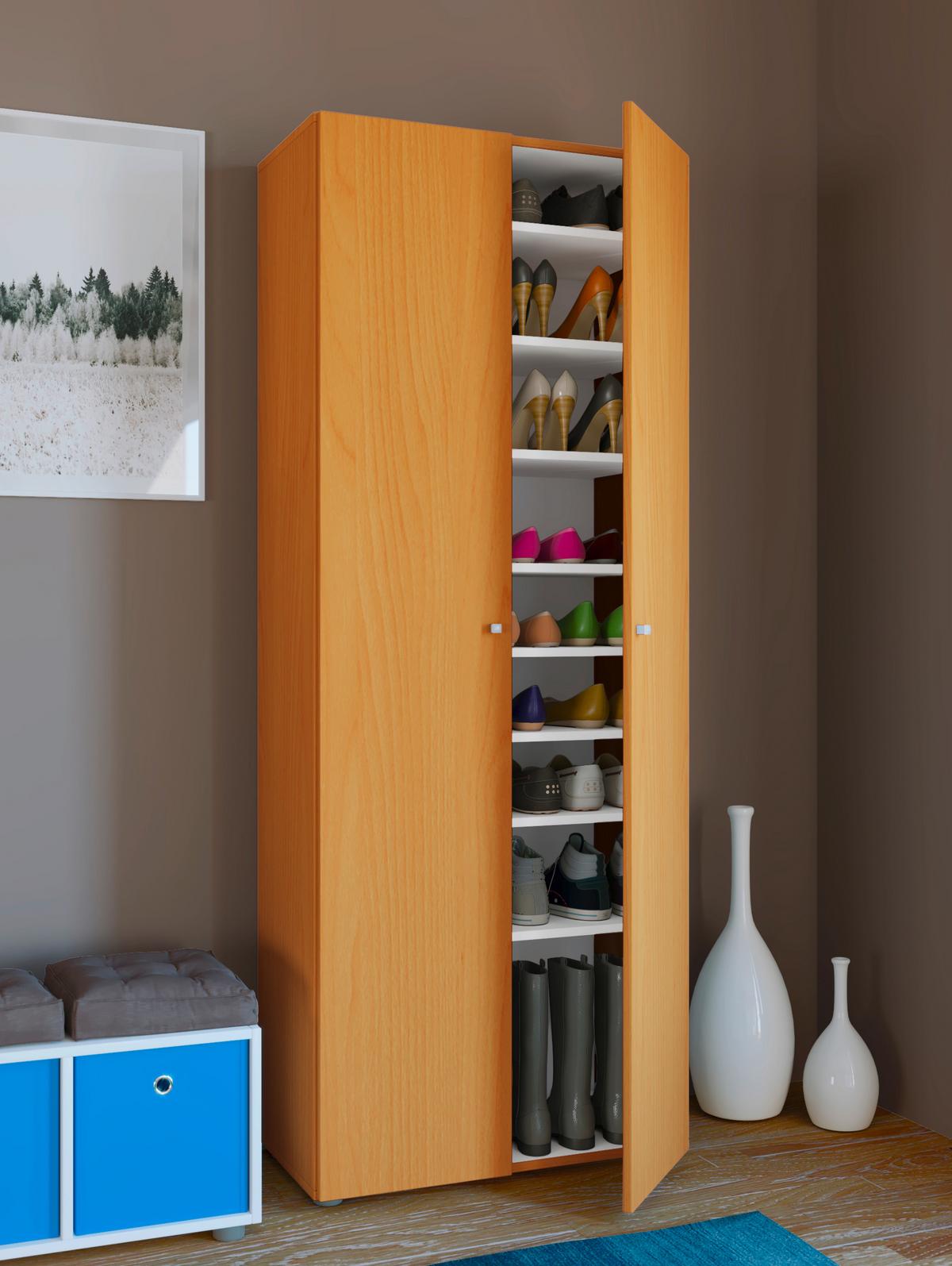 Schuhschrank Vandol Buche Dekor B: 71 cm - Buchefarben/Schwarz, Design, Holzwerkstoff (71/180/39cm) - MID.YOU