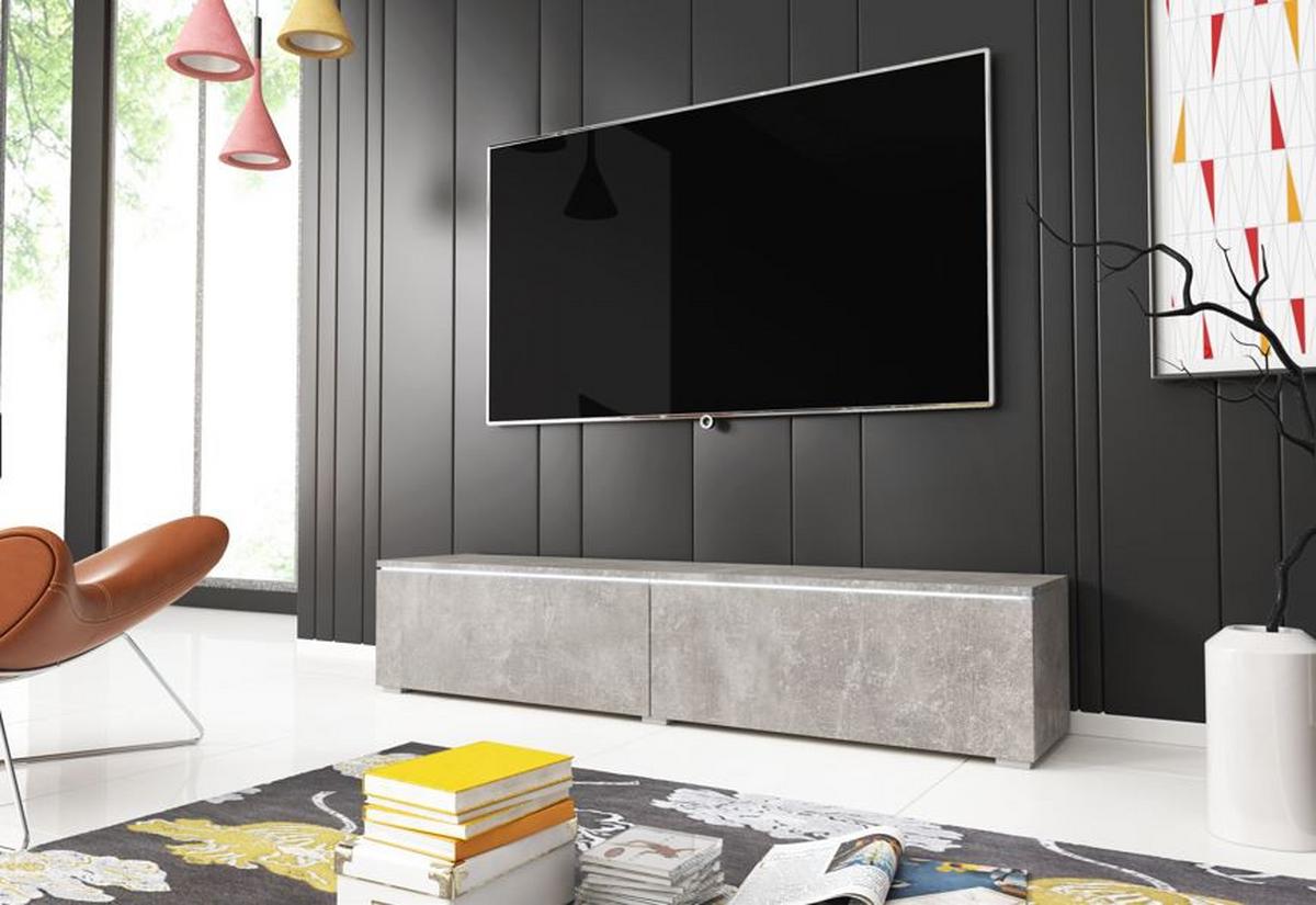 Nízka komoda s LED dekor betón - sivá, Lifestyle, kompozitné drevo/plast (140/30/33cm) - P & B
