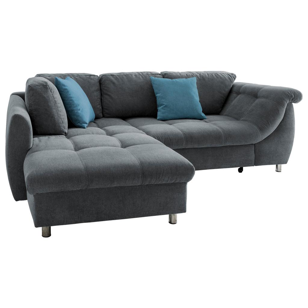 Ecksofa mit Schlaffunktion Agira Anthrazit/Blau 190x250cm
