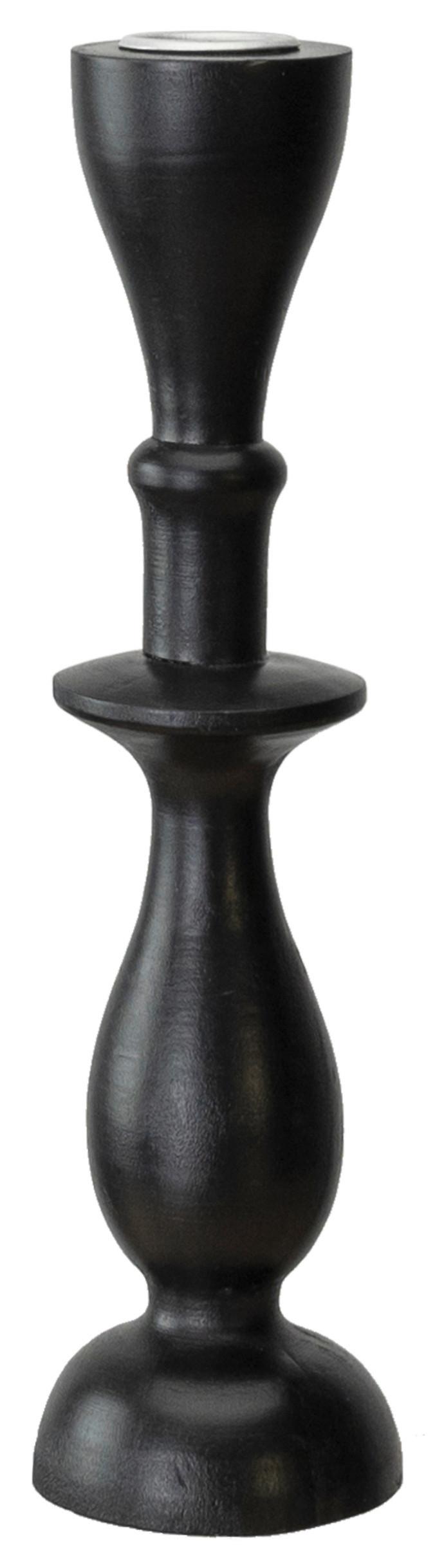 Svietnik Na Dlhé Sviečky Noir, Výška: 23cm - čierna, kov/kompozitné drevo (7,3/22,7cm) - Modern Living