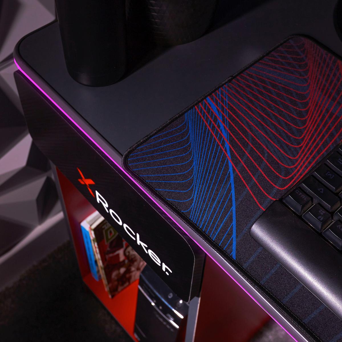 Gamingtisch Carbon-Tek - Rot/Schwarz, MODERN, Holzwerkstoff (123,5/53,3/75,5cm) - X Rocker