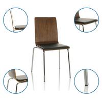 Besucherstuhl Peria - Silberfarben/Schwarz, Basics, Leder/Holz (50/86/55cm) - MID.YOU