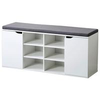 Schuhschrank Weiß/grau Mit Sitzkissen B: 103 Cm - Weiß/Grau, Basics, Holzwerkstoff (103/48/30,50cm) - Kesper