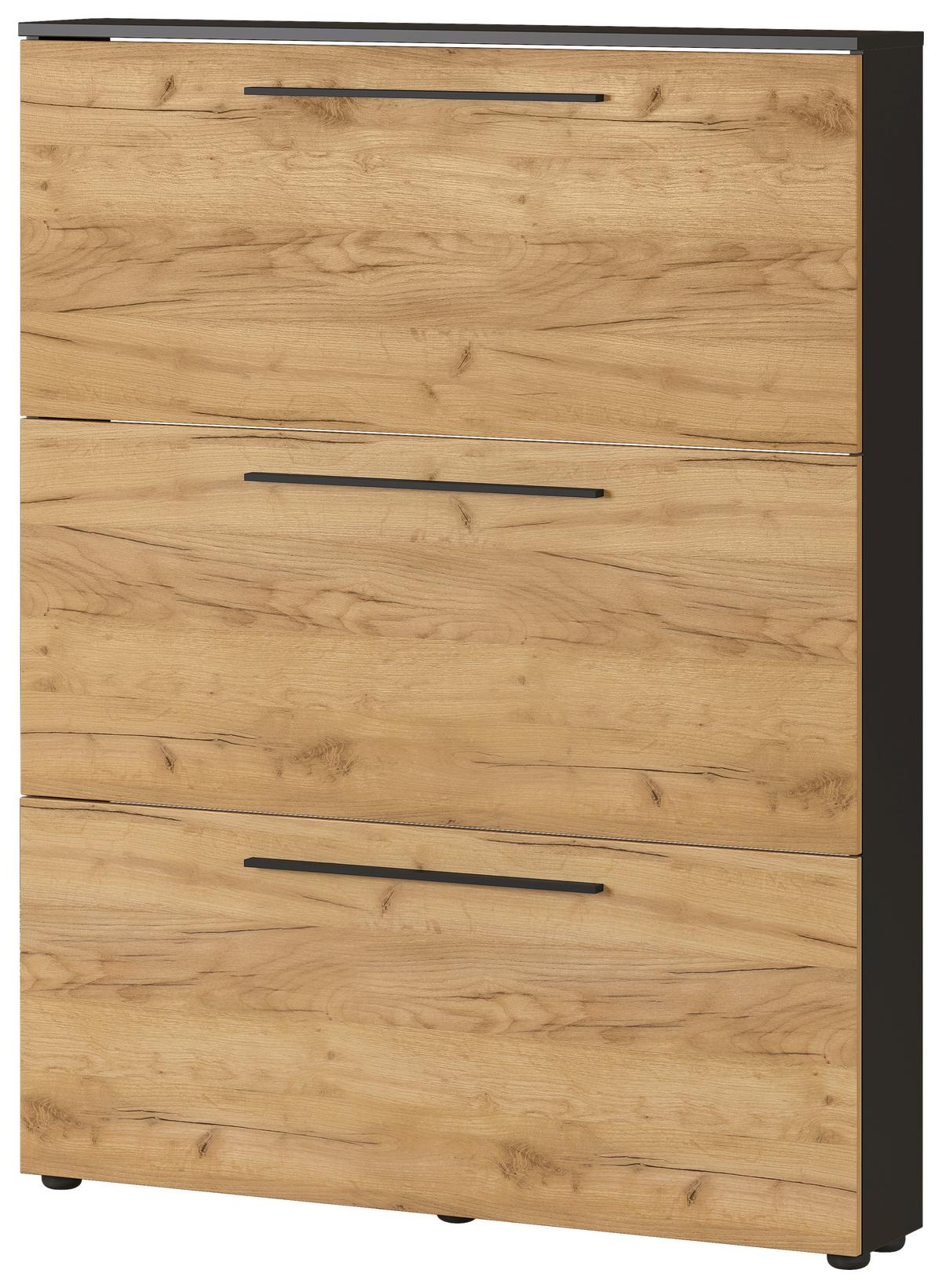 Schuhkipper Wildomar Eichefarben B: 100 Cm - Eichefarben/Graphitfarben, MODERN, Holzwerkstoff (100/129/19cm) - Germania