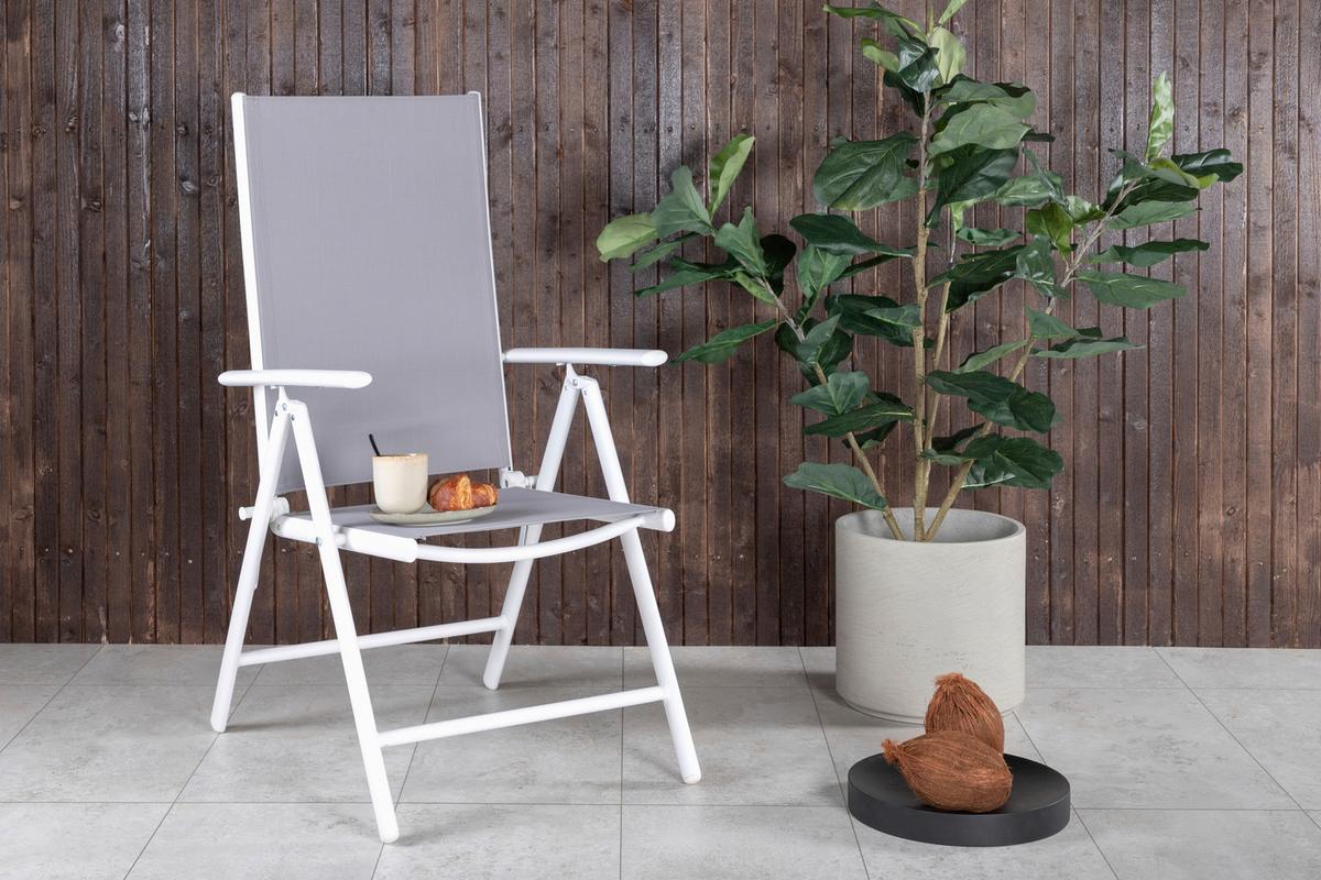 Gartensessel-set 2-tlg. Break Metall/textil - Weiß/Grau, KONVENTIONELL, Textil/Metall (55/108/62cm) - Gardenson