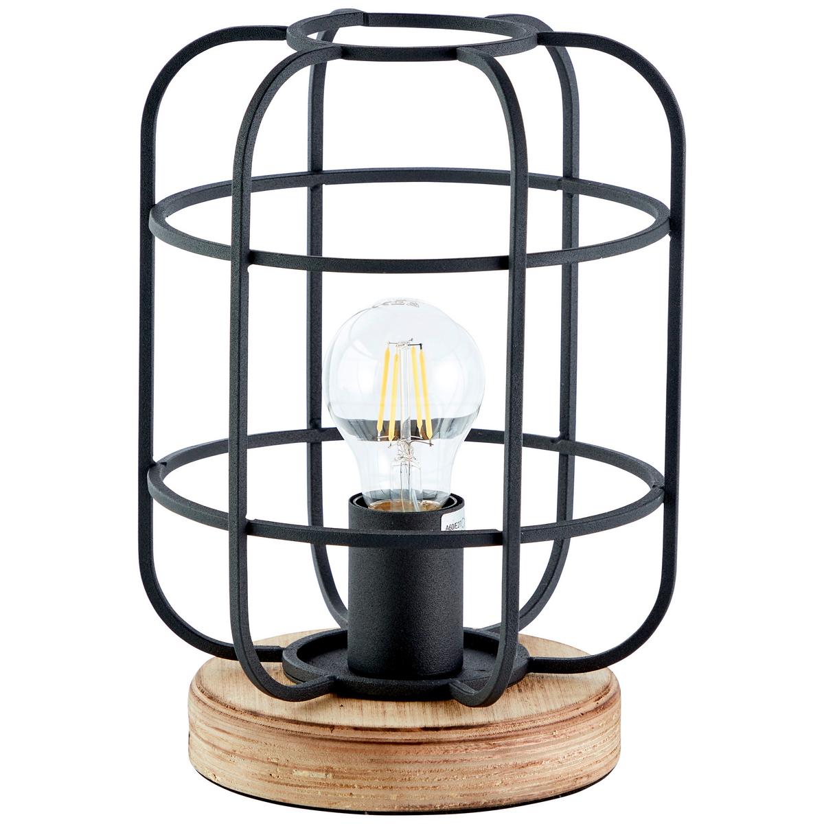 Tischleuchte 93056/66 Gwen - Schwarz/Braun, Design, Holz/Metall (20/26,5cm) - Brilliant