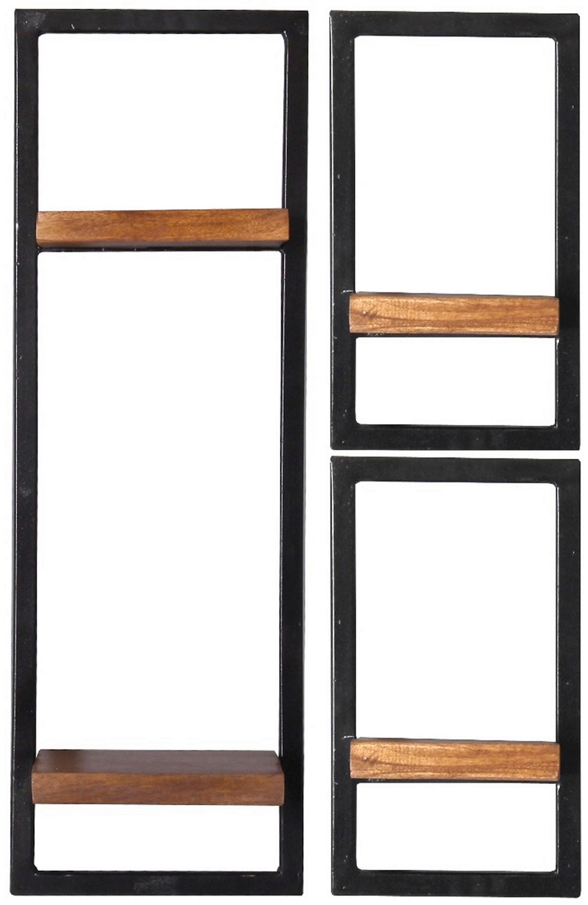 Wandregal Mangoholz/Schwarz B: 25cm - Naturfarben, Design, Holz/Metall (25/75/25cm) - MID.YOU