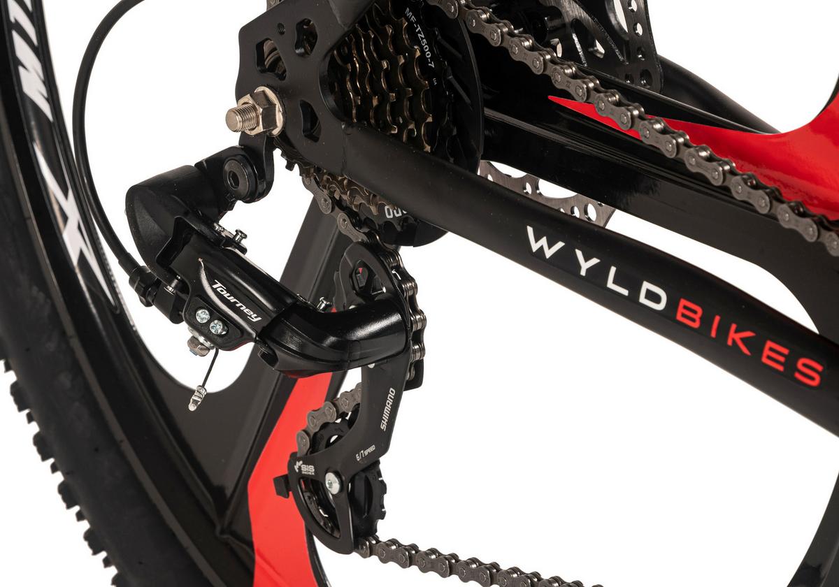 Mountainbike, Schwarz/Rot 26 Zoll, Rahmen 46 cm - Schwarz, Basics, Metall (25/140/60cm)