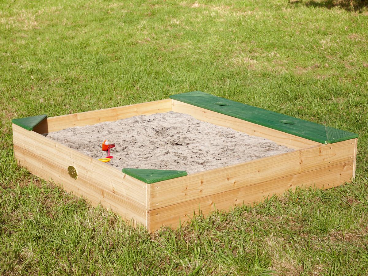 Sandkasten A031.005.00 - Braun/Grün, KONVENTIONELL, Holz/Textil (115/22/115cm) - Ambia Garden