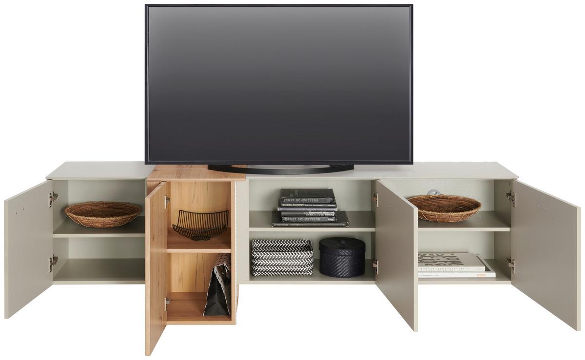 KOMODA POD TELEVIZI SANTANA - Moderní, kov/kompozitní dřevo (207,8/66/44,8cm)