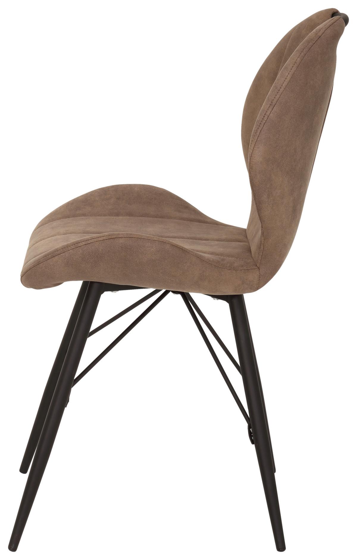 Schalenstuhl Kate S Schlammfarben 2er-Set - Schlammfarben/Schwarz, MODERN, Textil/Metall (50/86/56cm) - MID.YOU