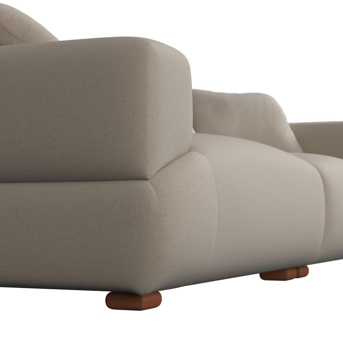 Pohovka TALIA, béžový samet, max.360 kg - khaki/přírodní barvy, Moderní, dřevo/textil (237/61/99cm) - Bessagi Home