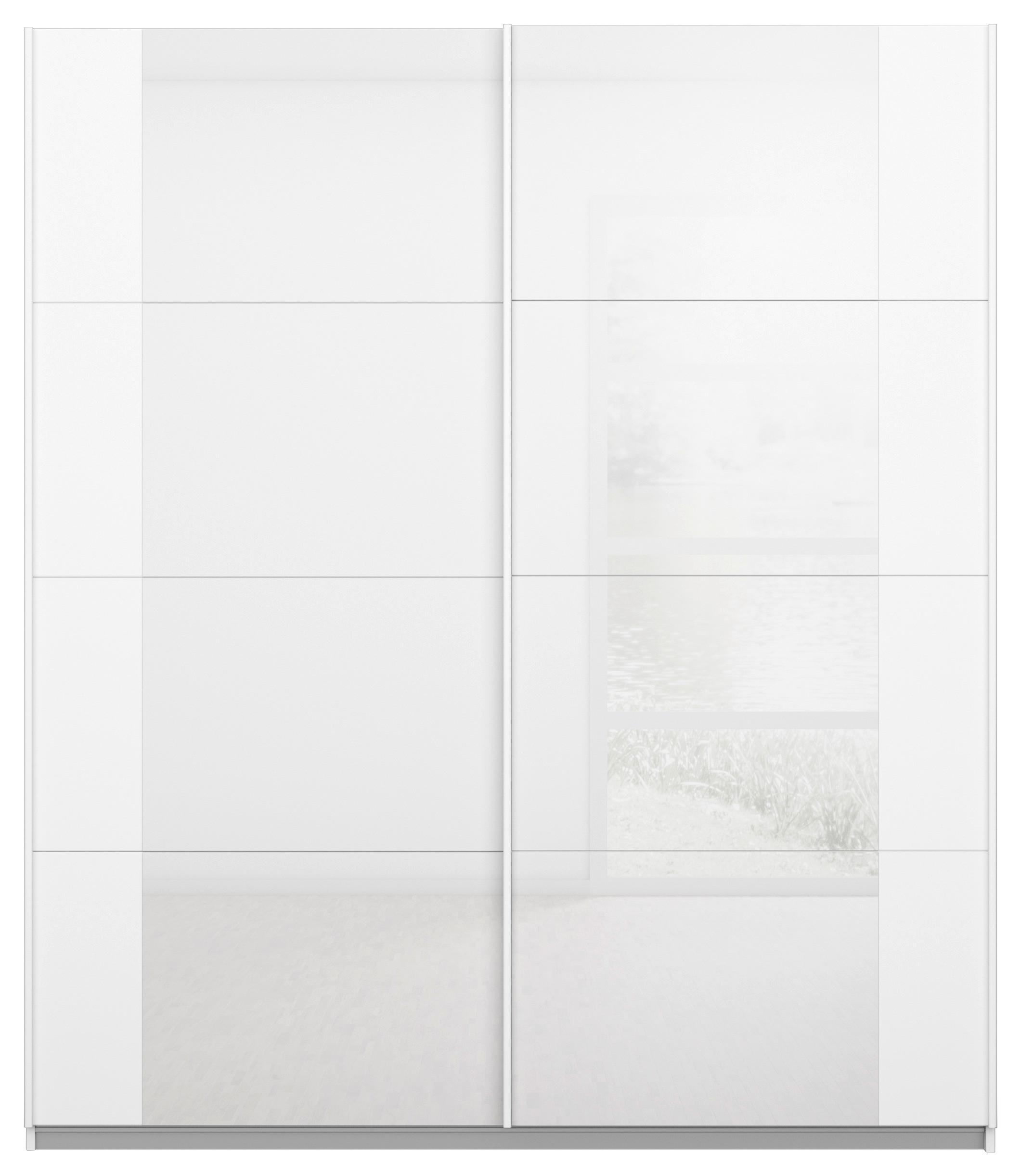 Schwebetürenschrank Artemis B: 181 Cm Weiß/weiß Hochglanz - Weiß Hochglanz/Weiß, MODERN, Glas/Holzwerkstoff (181/210/62cm) - Rauch Möbel