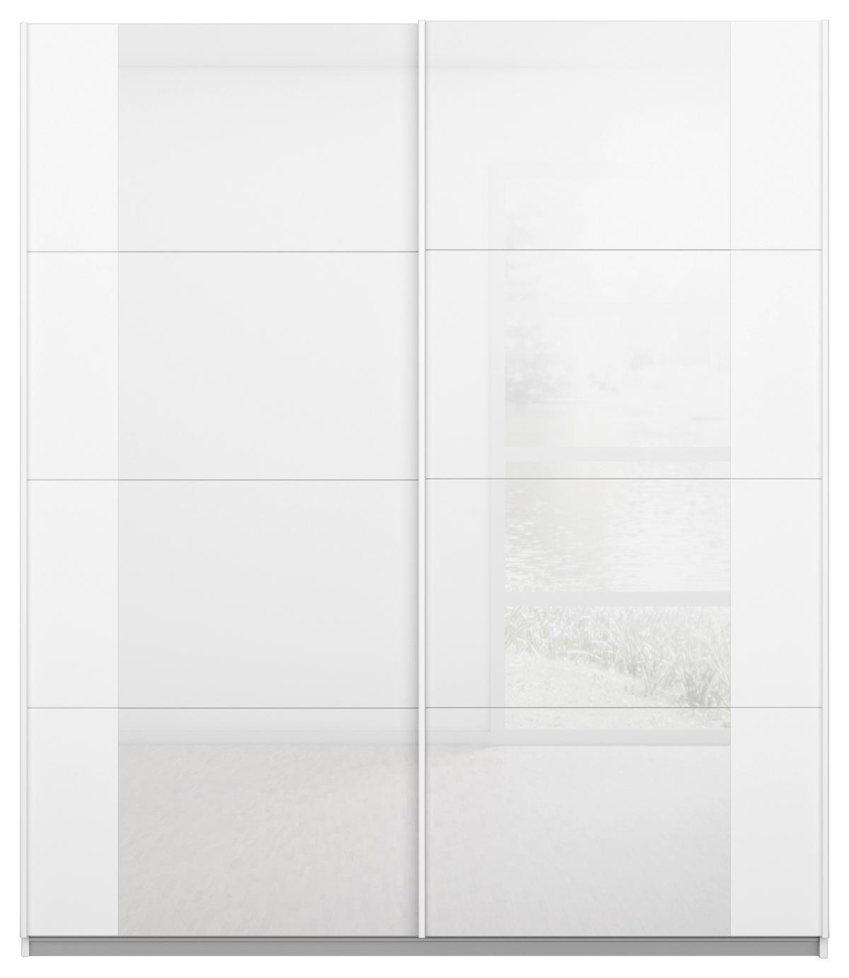 Schwebetürenschrank Artemis B: 181 Cm Weiß/weiß Hochglanz - Weiß Hochglanz/Weiß, MODERN, Glas/Holzwerkstoff (181/210/62cm) - Rauch Möbel