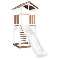 Spielturm A025.120.91 - Braun/Weiß, KONVENTIONELL, Holz/Kunststoff (111,2/241,9/349cm) - Ambia Garden