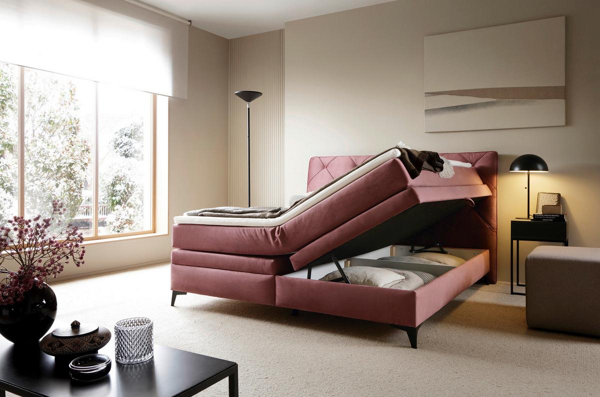 Box Ágy Molde 180/200 Cm - rózsaszín, Modern, műanyag/faalapú anyag (180/200cm) - Premium Living