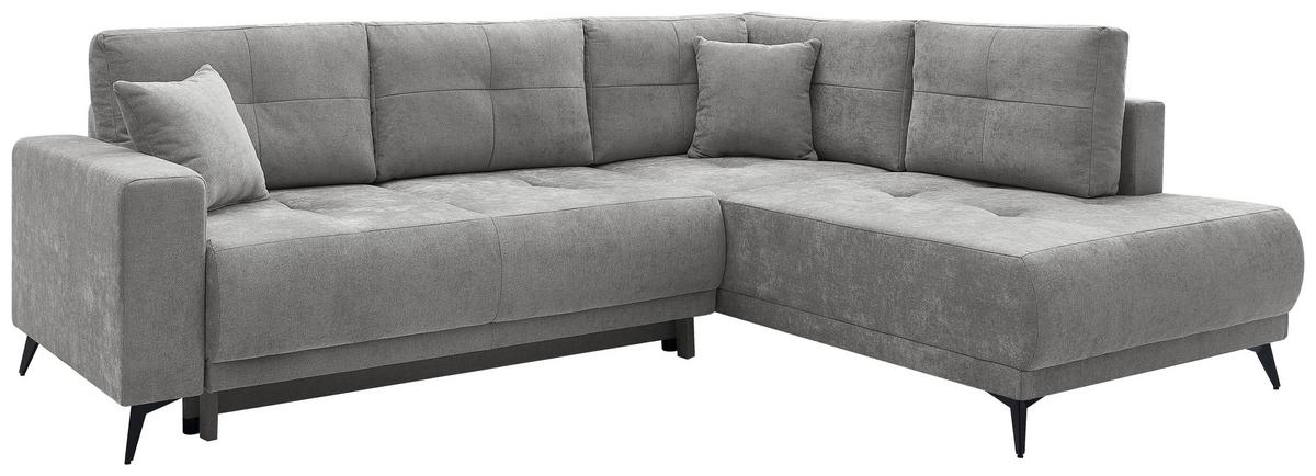 Rohová sedačka TEXAS, pravá, sivohnedý velúr - čierna/taupe, Konventionell, drevo/textil (259/203cm) - Based